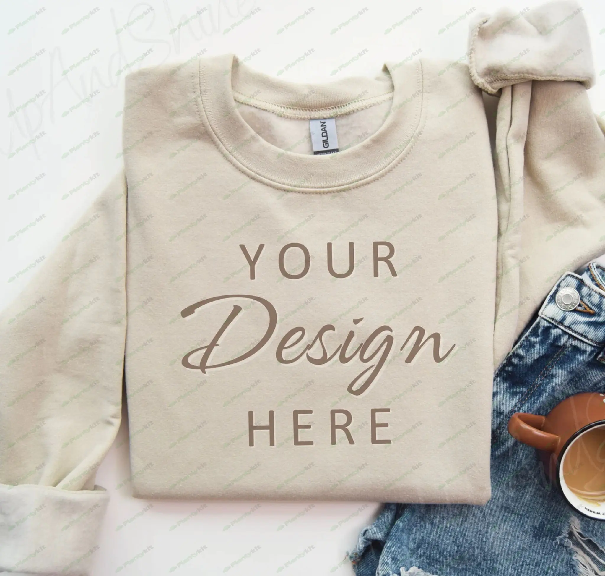 Gildan 18000 Mockup, Flat lay Sand Mockup 18000, Fall Sweatshirt Mockup, Sand Gildan Mock Autumn, Fo