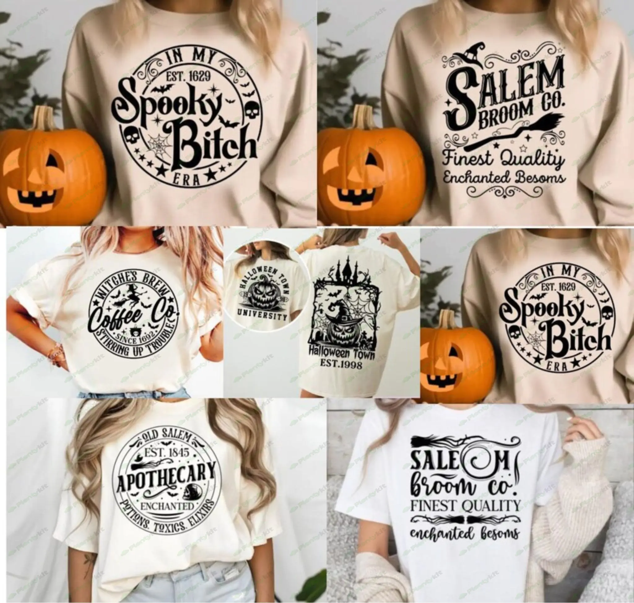 Vintage Witches Watercolor Clipart Bundle - 574 PNG Retro Witch Images,