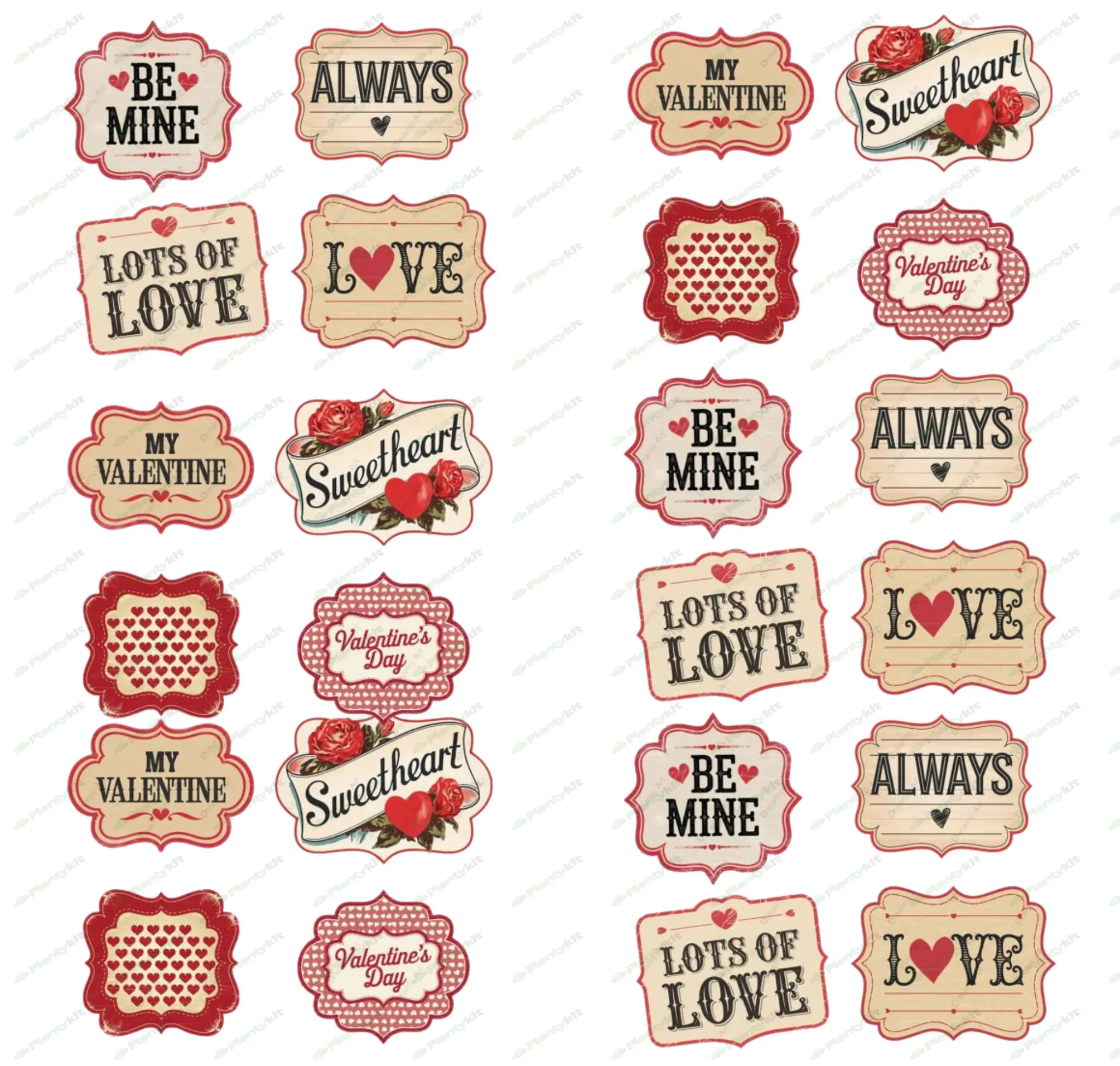 Valentine Labels Printable, Junk Journal