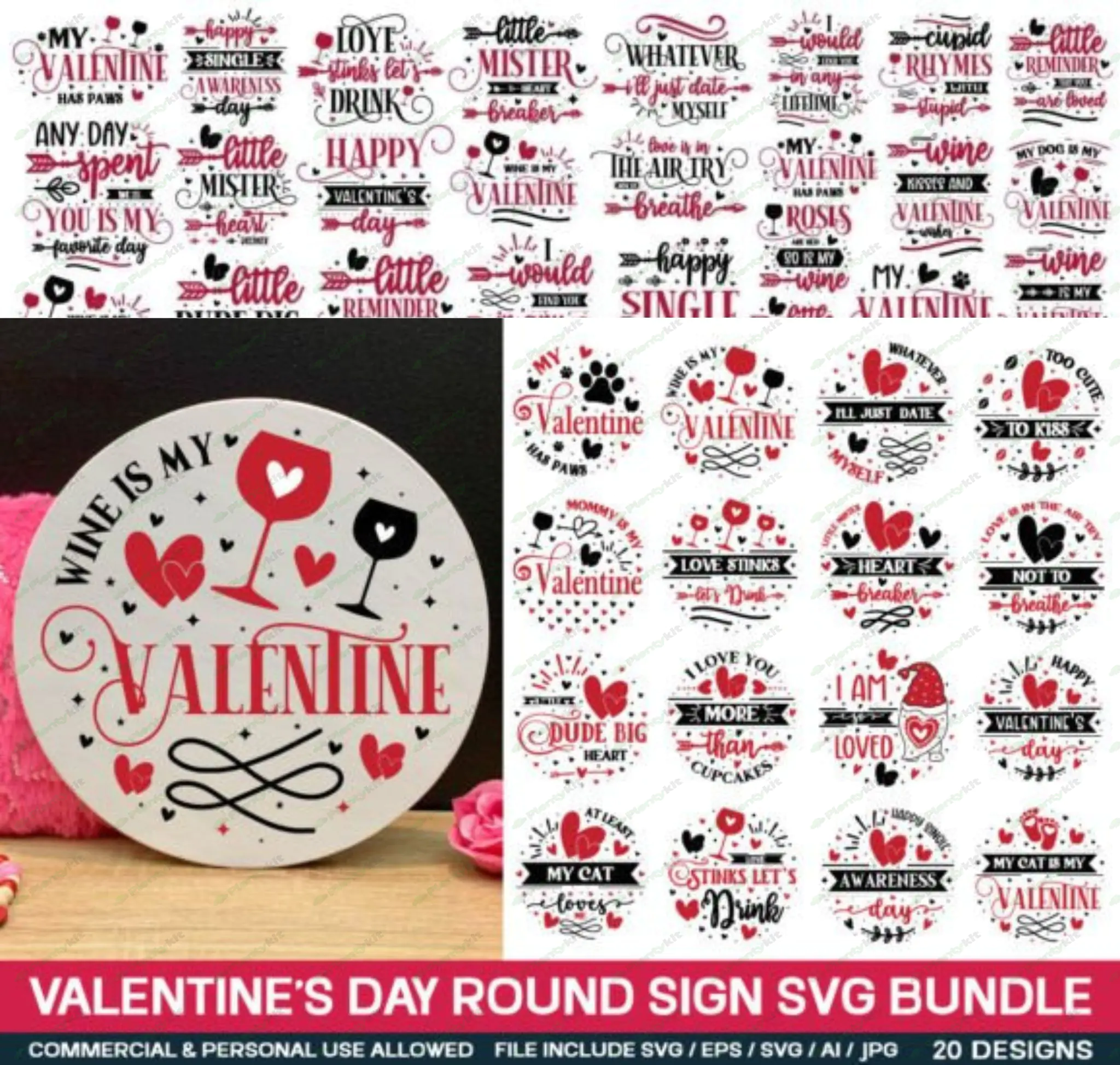 Valentine’s Day Round Sign Svg Bundle