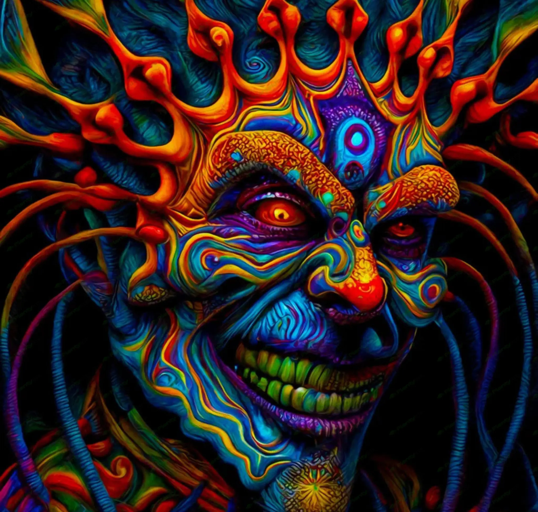 Surreal Psychedelic Entity Art, Psychedelic art, wall art, surrealism wall art, Wall Decor, Art Gift
