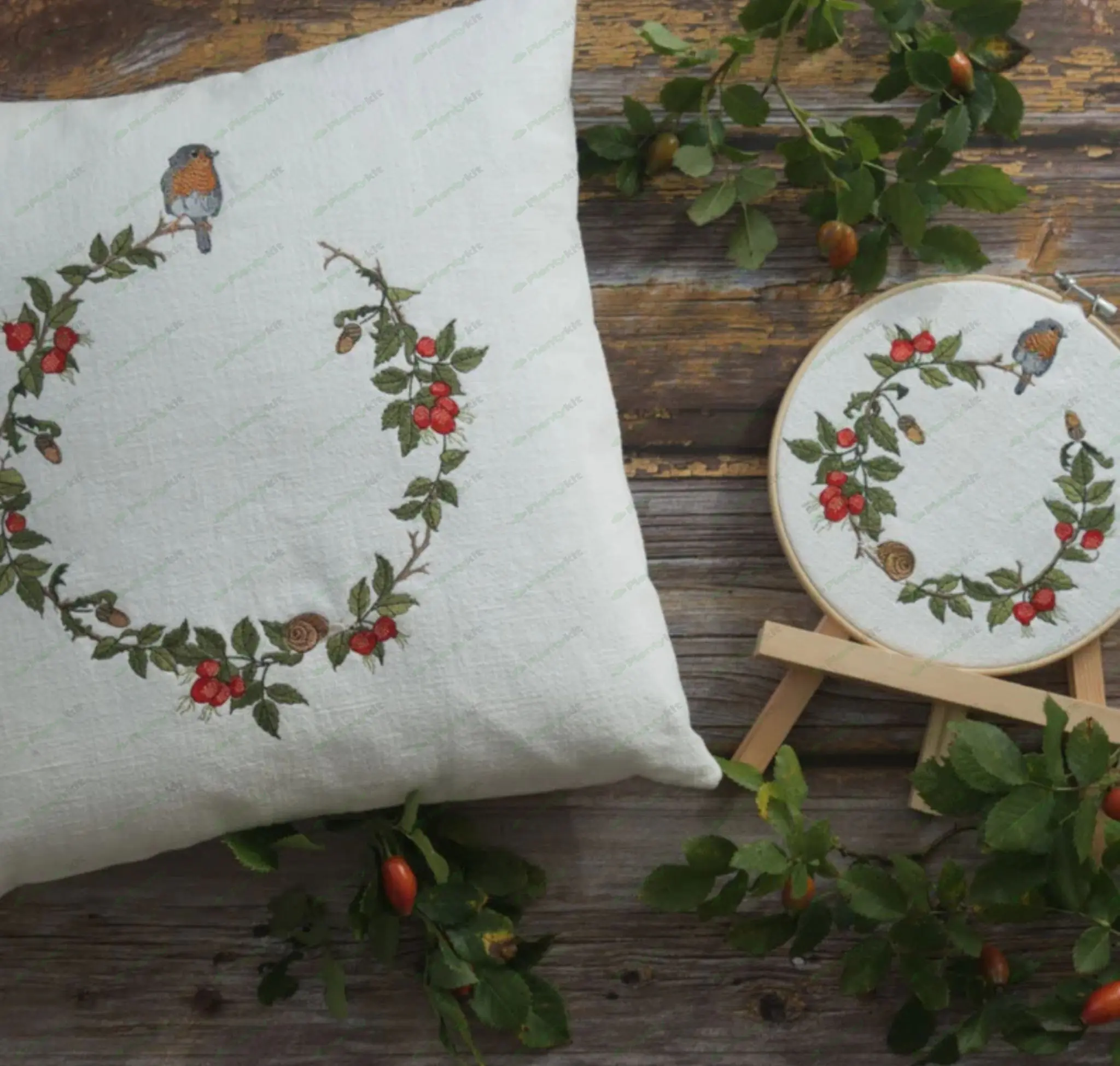Embroidery file rosehip branch