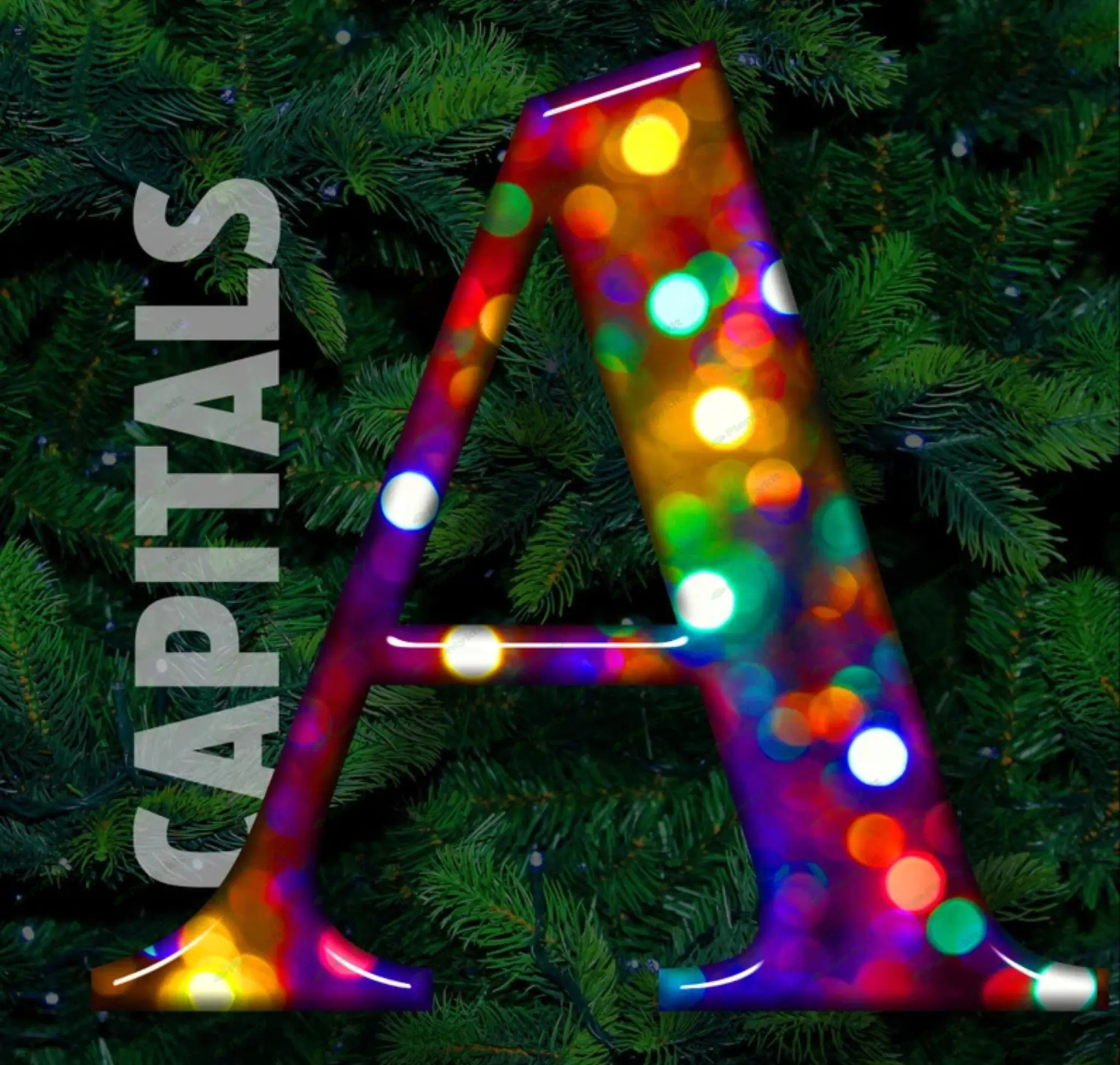 CHRISTMAS LIGHTS Serif Alphabet #20: Printable transparent png files - clip art - cut files - Cricut